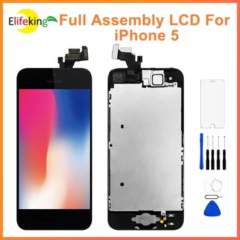 Sprawdzony Kompletny Zestaw wyświetlacza LCD w Komplecie Dla iPhone 5, Wymiana Digitizera dotykowego, Przycisk 