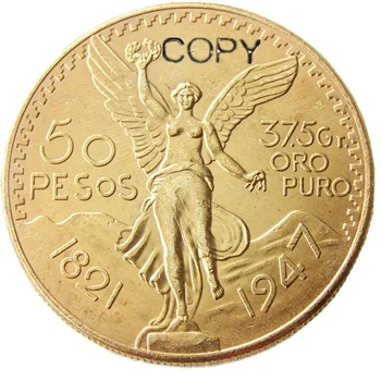Meksyk 1947 r. Srebrny/Pozłacane transferowy moneta o nominale 50 pesos, pozłacane