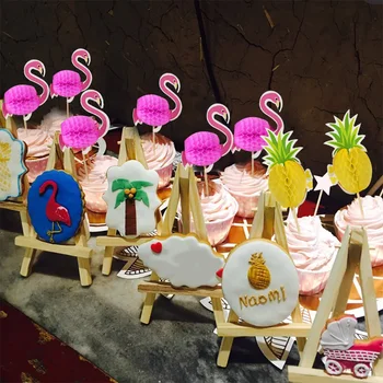 40szt Hawaje 3D Flamingo Ciasto Topper Tort Wybiera Ozdoby Dostawy Ciastko Топперы Ślubne Tropikalne Letnie Wieczorowe Biżuteria