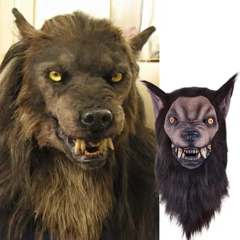 Zwierzę Wilk Lateksowa Maska Wilkołak Świecące Realistyczny I Brutalny Karnawałowy Kapelusz Kostium Halloween Cosplay Wieczorne Rekwizyty
