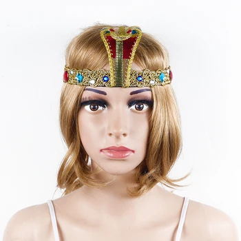 Egipt Królowa Nakrycie Głowy Korona Kleopatra Wężowa Nakrycie Głowy Egipt Królowa Cosplay Akcesoria Do Włosów Królowa Tiara Maskarada Wieczorne Rekwizyty